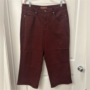 Judy Blue Wide Crop Leg Burgundy Oxblood Jeans